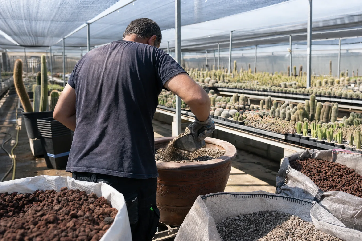 Drenaje y capas minerales en jardineras de columnaras
