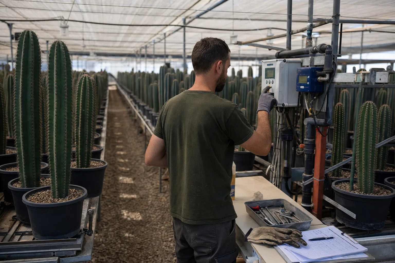 Fertirrigación en Trichocereus: EC, pH y calendario nutricional para producción